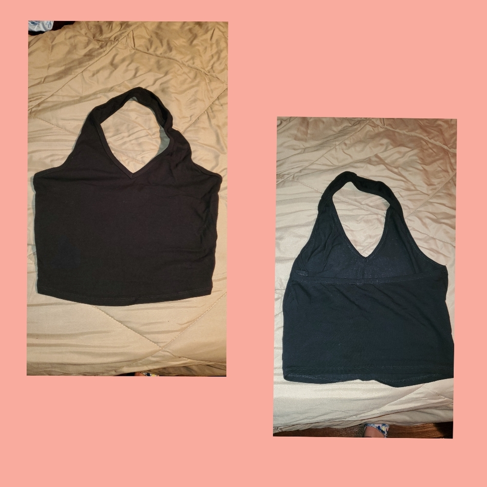 black crop halter top